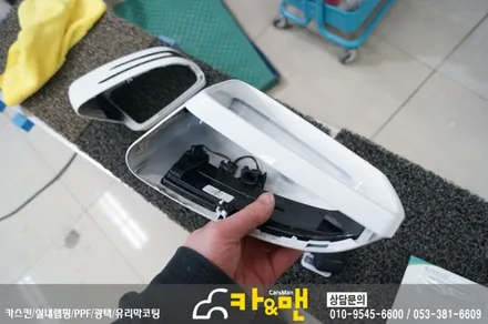 대구 부분랩핑/ 사이드미러랩핑 벤츠 e클래스 카브리올레(블랙 유광)시공/ 카앤맨 / 대구 북구 검단동