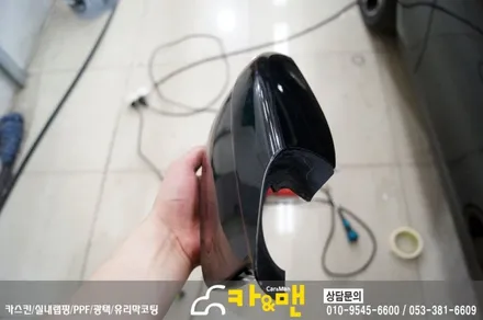 대구 bmw 5시리즈(520d) 사이드미러 부분 랩핑(스틸 브러쉬) 시공 /카앤맨 / 대구 북구 검단동
