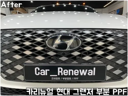 현대 더뉴그랜저 헤드라이트/주유구/전방센서 PPF 동작구 랩핑전문점 카리뉴얼 / 서울 동작구