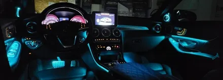 [분당벤츠전문점] 벤츠 C클래스 W205 C250d 2017년식 순정 엠비언트 64색 변경(조그다이얼 방식) 부메스터3D 전동트위터 교체 / 성남 분당구 정자동