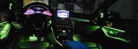 [분당벤츠전문점] 벤츠 C클래스 W205 C250d 2017년식 순정 엠비언트 64색 변경(조그다이얼 방식) 부메스터3D 전동트위터 교체 / 성남 분당구 정자동