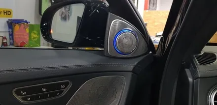 [분당벤츠전문점] 벤츠 W222 S500 아이나비 QXD5000+커넥티드 프로+신형 에너팩 프로12A 보조배터리 설치, 순정 옵션에서 제외된 순정형 3D부메스터 전동트위터 설치 / 성남 분당구 정자동