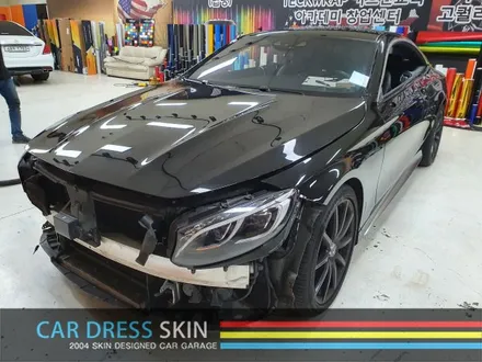 벤츠 S63AMG 랩핑 재시공 다이아몬드블루 카스킨 + 미들블랙라이트필름 / 인천 서구
