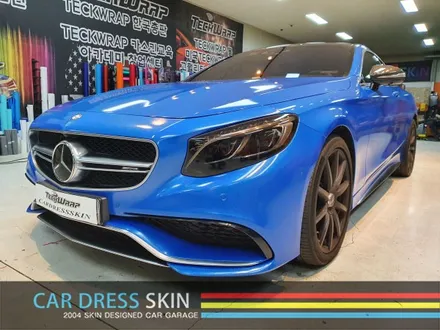 벤츠 S63AMG 랩핑 재시공 다이아몬드블루 카스킨 + 미들블랙라이트필름 / 인천 서구
