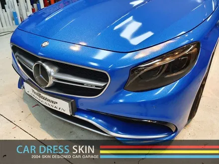 벤츠 S63AMG 랩핑 재시공 다이아몬드블루 카스킨 + 미들블랙라이트필름 / 인천 서구