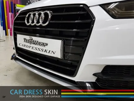 Audi A6 화이트 유광으로 전체랩핑+그릴랩핑+라이트필름 인천카스킨 / 인천 서구