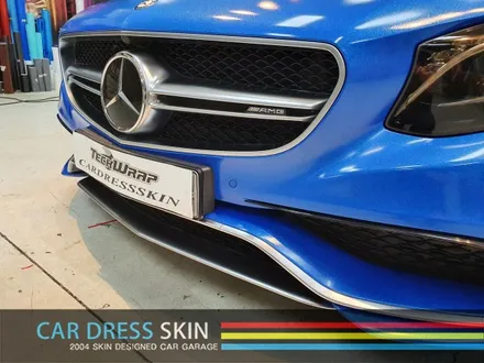 벤츠 S63AMG 랩핑 재시공 다이아몬드블루 카스킨 + 미들블랙라이트필름 / 인천 서구