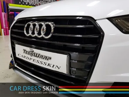 Audi A6 화이트 유광으로 전체랩핑+그릴랩핑+라이트필름 인천카스킨 / 인천 서구