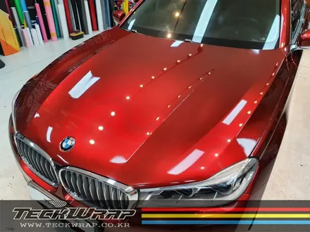 인천랩핑 BMW 740Li 화이트 필름 제거 ▶ 캔디다크레드 자동차랩핑 재시공 / 인천 서구