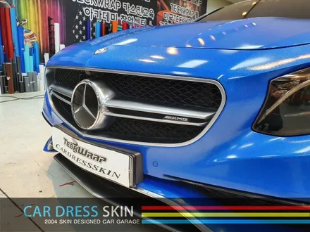 벤츠 S63AMG 랩핑 재시공 다이아몬드블루 카스킨 + 미들블랙라이트필름 / 인천 서구
