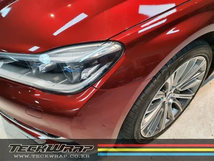 인천랩핑 BMW 740Li 화이트 필름 제거 ▶ 캔디다크레드 자동차랩핑 재시공 / 인천 서구