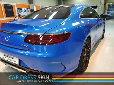벤츠 S63AMG 랩핑 재시공 다이아몬드블루 카스킨 + 미들블랙라이트필름 / 인천 서구