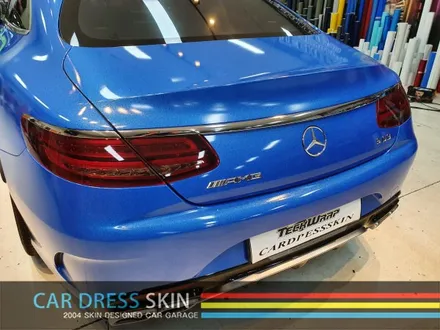 벤츠 S63AMG 랩핑 재시공 다이아몬드블루 카스킨 + 미들블랙라이트필름 / 인천 서구