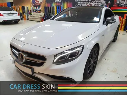 벤츠 S63AMG 랩핑 재시공 다이아몬드블루 카스킨 + 미들블랙라이트필름 / 인천 서구
