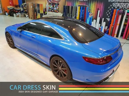 벤츠 S63AMG 랩핑 재시공 다이아몬드블루 카스킨 + 미들블랙라이트필름 / 인천 서구
