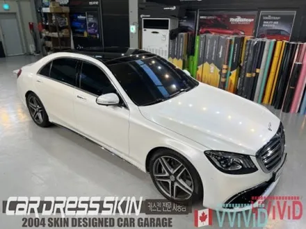 진주색의 화이트랩핑 벤츠 S63AMG 고급스러운 화이트펄 전체랩핑 / 인천 서구 가좌동