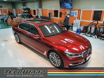 인천랩핑 BMW 740Li 화이트 필름 제거 ▶ 캔디다크레드 자동차랩핑 재시공 / 인천 서구