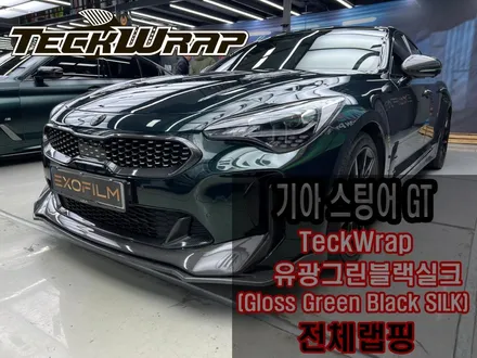 기아스팅어GT,포르쉐순정색 벗고 그린블랙실크 전체랩핑시공 / 인천 서구 가좌동