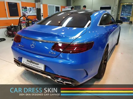 벤츠 S63AMG 랩핑 재시공 다이아몬드블루 카스킨 + 미들블랙라이트필름 / 인천 서구