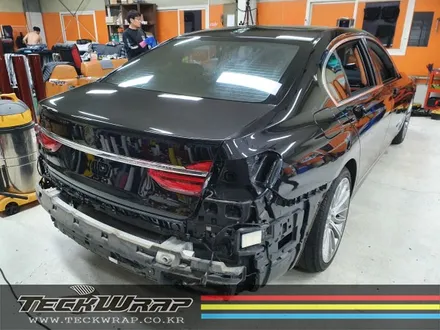 인천랩핑 BMW 740Li 화이트 필름 제거 ▶ 캔디다크레드 자동차랩핑 재시공 / 인천 서구
