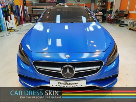 벤츠 S63AMG 랩핑 재시공 다이아몬드블루 카스킨 + 미들블랙라이트필름 / 인천 서구