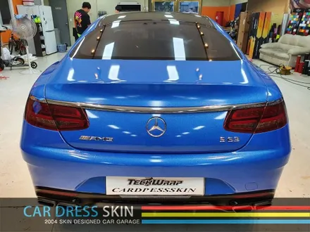 벤츠 S63AMG 랩핑 재시공 다이아몬드블루 카스킨 + 미들블랙라이트필름 / 인천 서구