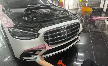 벤츠 S450d 택랩 고광택 밀레니얼 핑크(millennial pink) 전체 랩핑 대전 카드레스스킨 / 대전 중구 산성동