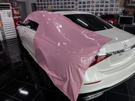 벤츠 S450d 택랩 고광택 밀레니얼 핑크(millennial pink) 전체 랩핑 대전 카드레스스킨 / 대전 중구 산성동