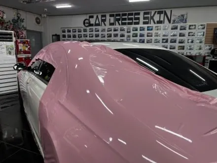 벤츠 S450d 택랩 고광택 밀레니얼 핑크(millennial pink) 전체 랩핑 대전 카드레스스킨 / 대전 중구 산성동