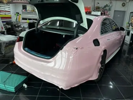 벤츠 S450d 택랩 고광택 밀레니얼 핑크(millennial pink) 전체 랩핑 대전 카드레스스킨 / 대전 중구 산성동