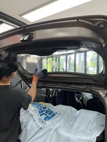 온양 모닝 전체 썬팅 재시공｜솔라가드 스모크 전면 35% 측후면 15% | 🚗 썬팅 상태 안 좋을 땐 전체 교체가 답! / 울산광역시 울주군