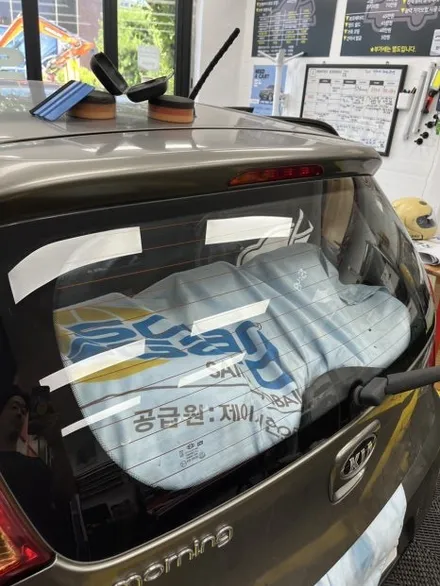 온양 모닝 전체 썬팅 재시공｜솔라가드 스모크 전면 35% 측후면 15% | 🚗 썬팅 상태 안 좋을 땐 전체 교체가 답! / 울산광역시 울주군