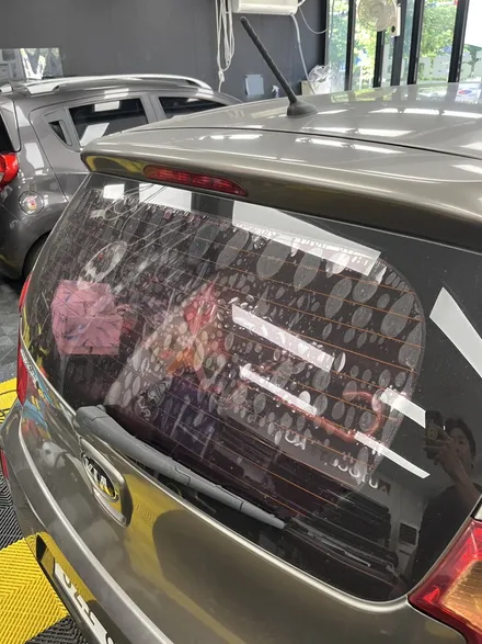 온양 모닝 전체 썬팅 재시공｜솔라가드 스모크 전면 35% 측후면 15% | 🚗 썬팅 상태 안 좋을 땐 전체 교체가 답! / 울산광역시 울주군