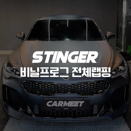 부산 스팅어 전체랩핑 비닐프로그 사틴 블루블랙 시공 / 부산 명지동