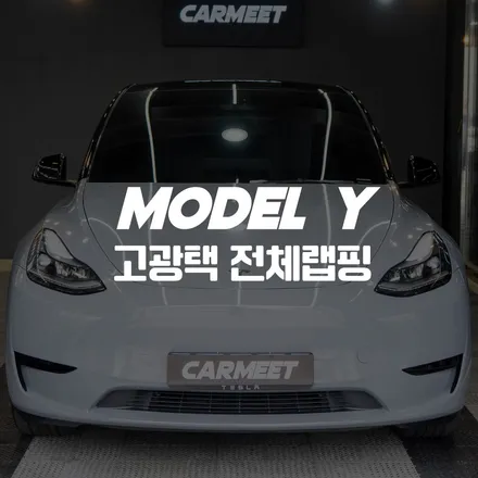 부산 전체랩핑 테슬라 모델Y 고광택컬러와 부분PPF 유리막코팅까지 / 부산 명지동