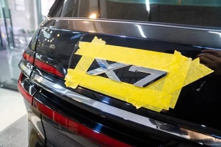 부산 BMW X7 실내랩핑 핸들카본랩핑 블랙 레터링 교체 후기 / 부산 명지동
