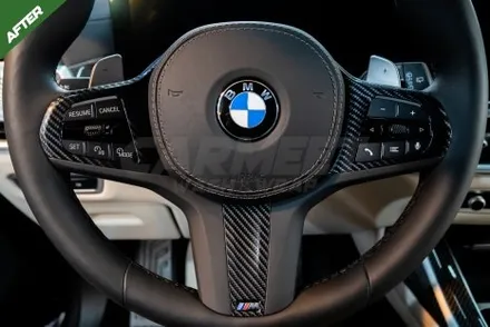 부산 BMW X7 실내랩핑 핸들카본랩핑 블랙 레터링 교체 후기 / 부산 명지동