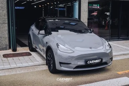 부산 전체랩핑 테슬라 모델Y 고광택컬러와 부분PPF 유리막코팅까지 / 부산 명지동