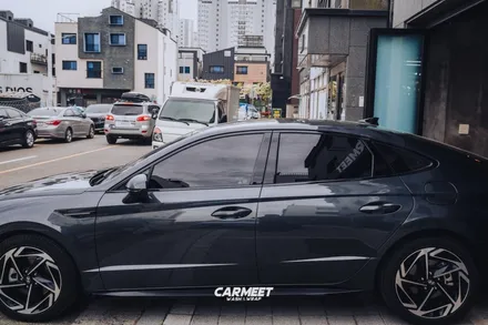 부산 랩핑 쏘나타 디엣지 크롬죽이기 깔끔한 블랙 만들기 (명지 에코델타) / 부산 명지동