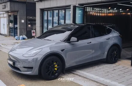부산 전체랩핑 테슬라 모델Y 고광택컬러와 부분PPF 유리막코팅까지 / 부산 명지동