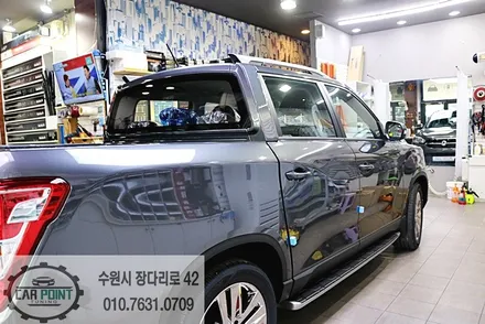 렉스턴 스포츠 신차 패키지, 수원 신차 패키지 전문점, 수원 선팅, 네비 매립, 하부 코팅 시공 / 수원 권선