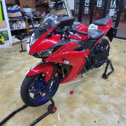 [구미디지나인커스텀]Yamaha R3(바이크) 아수라 전체 랩핑(+커스텀 데칼) / (+ SHOEI Z7 헬멧 랩핑) / 구미, 대구