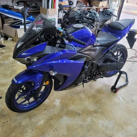 [구미디지나인커스텀]Yamaha R3(바이크) 아수라 전체 랩핑(+커스텀 데칼) / (+ SHOEI Z7 헬멧 랩핑) / 구미, 대구