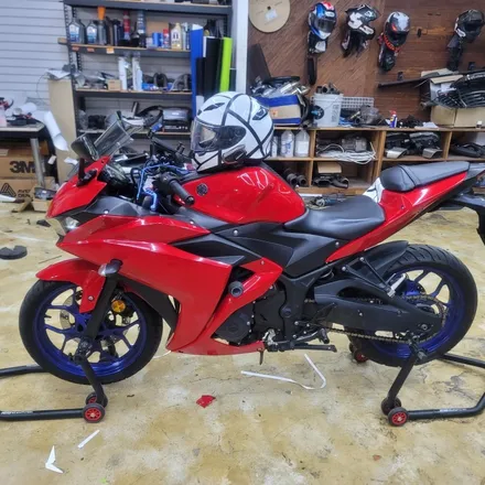 [구미디지나인커스텀]Yamaha R3(바이크) 아수라 전체 랩핑(+커스텀 데칼) / (+ SHOEI Z7 헬멧 랩핑) / 구미, 대구