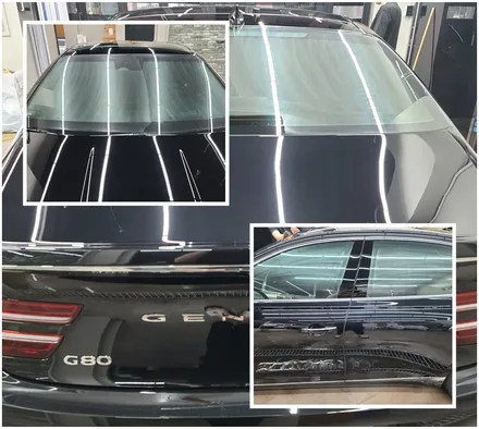 제네시스 G80 비크블랙\'레인보우V90+썬루프+LX3000+PPF+유리막코팅+유리창발수코팅+시트코팅\'최00회원님 후기_김포카스by김포썬팅 / 김포시 장기동