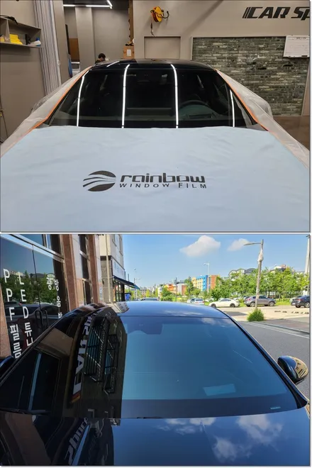 제네시스 G80 태즈먼 블루\'썬팅_레인보우V70+블랙박스_파인뷰LX3000_PPF3종\'이00회원님 후기_김포카스페이스by김포썬팅 / 김포시 장기동