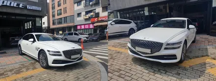 [제네시스G80] 화이트 이OO 회원님 신차패키지 후기입니다.(레인보우v90+하부패키지+유리막코팅) / 서구 가정동