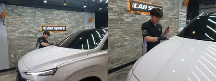 [더뉴싼타페] 화이트 김OO 회원님 신차패키지 후기입니다.(솔라가드새턴+하부패키지+유리막코팅+QXD5000+ppf) / 서구 가정동