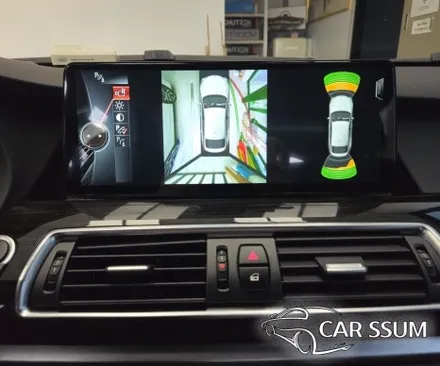 광주 BMW 5GT 안드로이드올인원 네비게이션 모니터, 측후방센서 감지기, 옵틱글래스 광각사이드미러 설치장착 튜닝 시공