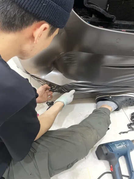 안산랩핑 스팅어 사틴다크바솔트 경미한 사고로 인한 앞범퍼 재랩핑 / 화성 동학산1길